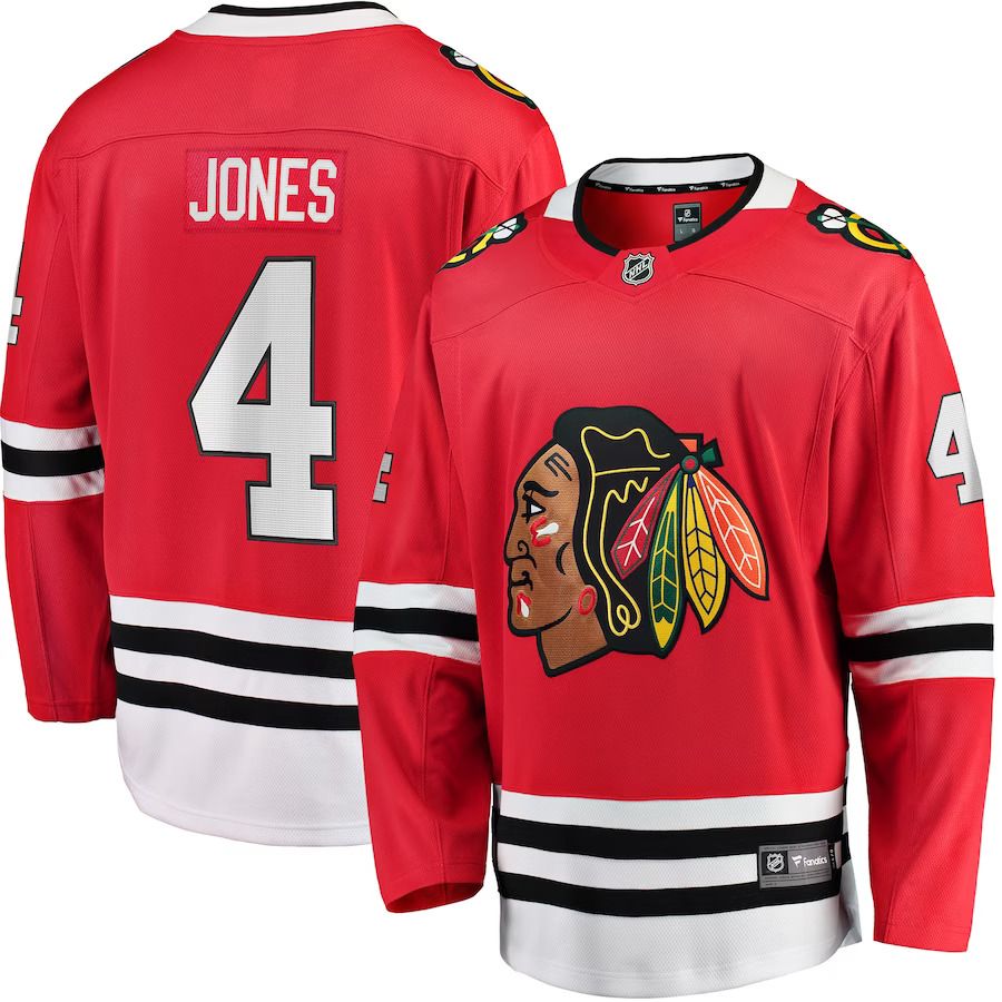 Men Chicago Blackhawks #4 Seth Jones Fanatics Branded Red Home Breakaway Player NHL Jersey